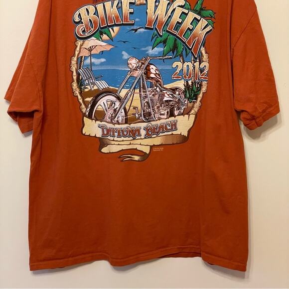 Bike Week 2X short sleeve t-shirt 2012 orange tan biker casual motorcycle punk - Picture 3 of 7